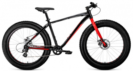 Велосипед FORWARD BIZON 26 D (26" 8 ск. рост. 18") 2022, черный/красный, RBK22FW26566