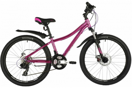 Велосипед NOVATRACK 24" KATRINA алюм.рама 10", розовый металлик, 21-скор, TY300/TS38/TZ21, диск.тор.