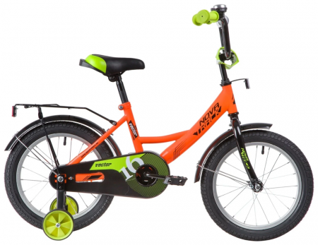 Велосипед NOVATRACK 16" VECTOR оранжевый, тормоз нож, крылья, багажник, полная защ.цепи