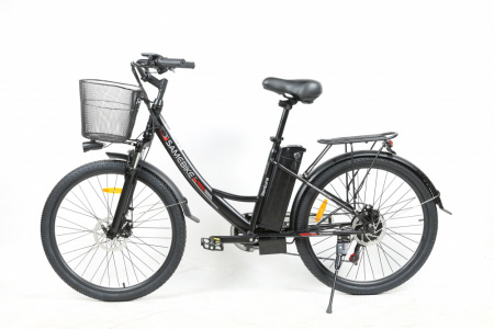 Электровелосипед двухколёсный для взрослых SAMEBIKE, модель VENTURE, артикул SB-VENTURE250, стальная рама, мотор 250Вт, батарея 36V, 7,8Ah,чёрно-сереб