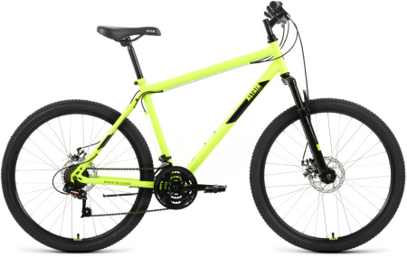 Велосипед ALTAIR MTB HT 26 2.0 D (26" 21 ск. рост. 19") 2022, ярко-зеленый/черный, RBK22AL26116