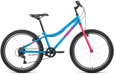 Велосипед ALTAIR MTB HT 24 1.0 (24" 6 ск. рост. 12") 2022, голубой/розовый, RBK22AL24091
