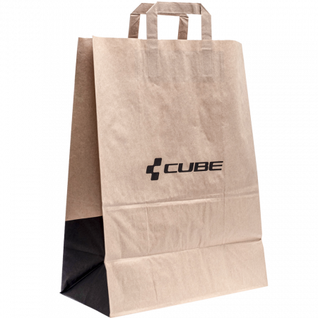 Пакет брендированный CUBE,  natur´n´black, материал: бумага, 26x25 см