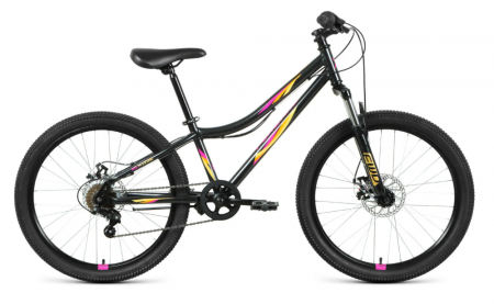 Велосипед FORWARD IRIS 24 2.0 D (24" 6 ск. рост. 12") 2022, черный/розовый, RBK22FW24732